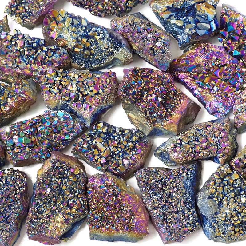 Titanium Aura Crystal Cluster - Small 5 Titanium Aura Crystal Cluster - 1 Unit | Himalayan Salt Factory
