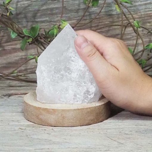 Clear Quartz Point with LED Light Crystal Large Display Base Pack | Himalayan Salt Factory