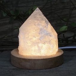 Clear Quartz Point with LED Light Crystal Large Display Base Pack | Himalayan Salt Factory