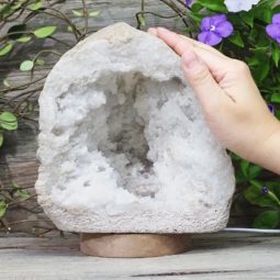 3.34kg Natural Calcite Geode Lamp with Large LED Light Base DS1026 8 Natural Calcite Geode Lamp with Large LED Light Base DS1026 | Himalayan Salt Factory