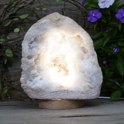 Natural Calcite Geode Lamp with Large LED Light Base DS1026 | Himalayan Salt Factory