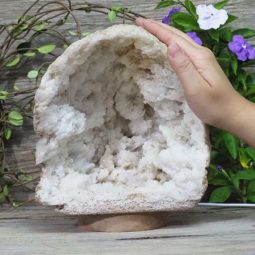 Natural Calcite Geode Lamp with Large LED Light Base DS1027 | Himalayan Salt Factory