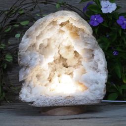 Natural Calcite Geode Lamp with Large LED Light Base DS1027 | Himalayan Salt Factory