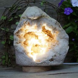 Natural Calcite Geode Lamp with Large LED Light Base DS1028 | Himalayan Salt Factory