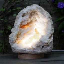 Natural Calcite Geode Lamp with Large LED Light Base DS1033 | Himalayan Salt Factory