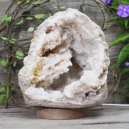 Natural Calcite Geode Lamp with Large LED Light Base DS1033 | Himalayan Salt Factory