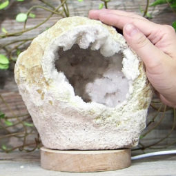 Natural Calcite Geode Lamp with Large LED Light Base DS1036 | Himalayan Salt Factory