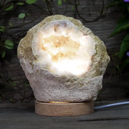 Natural Calcite Geode Lamp with Large LED Light Base DS1036 | Himalayan Salt Factory