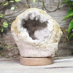 Natural Calcite Geode Lamp with Large LED Light Base DS1036 | Himalayan Salt Factory