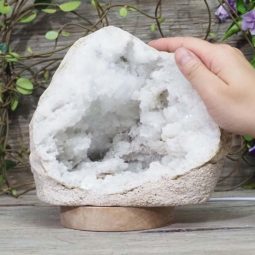 Natural Calcite Geode Lamp with Large LED Light Base DS1038 | Himalayan Salt Factory