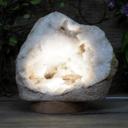 Natural Calcite Geode Lamp with Large LED Light Base DS1038 | Himalayan Salt Factory