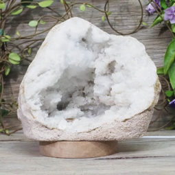 Natural Calcite Geode Lamp with Large LED Light Base DS1038 | Himalayan Salt Factory