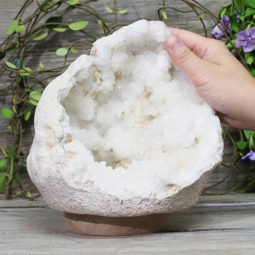 Natural Calcite Geode Lamp with Large LED Light Base DS1039 | Himalayan Salt Factory