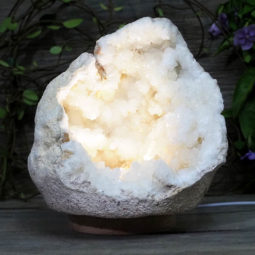 Natural Calcite Geode Lamp with Large LED Light Base DS1039 | Himalayan Salt Factory