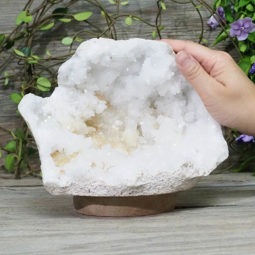 Natural Calcite Geode Lamp with Large LED Light Base DS1040 | Himalayan Salt Factory