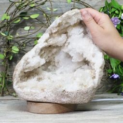Natural Calcite Geode Lamp with Large LED Light Base DS1041 | Himalayan Salt Factory