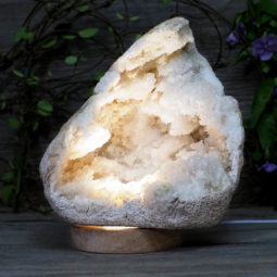 Natural Calcite Geode Lamp with Large LED Light Base DS1041 | Himalayan Salt Factory