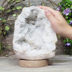 Natural Calcite Geode Lamp with Large LED Light Base DS1042 | Himalayan Salt Factory