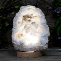 Natural Calcite Geode Lamp with Large LED Light Base DS1042 | Himalayan Salt Factory