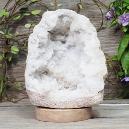 Natural Calcite Geode Lamp with Large LED Light Base DS1042 | Himalayan Salt Factory