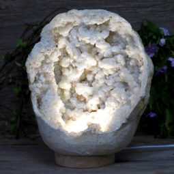 Natural Calcite Geode Lamp with Large LED Light Base DS1043 | Himalayan Salt Factory