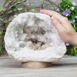 Natural Calcite Geode Lamp with Large LED Light Base DS1045 | Himalayan Salt Factory