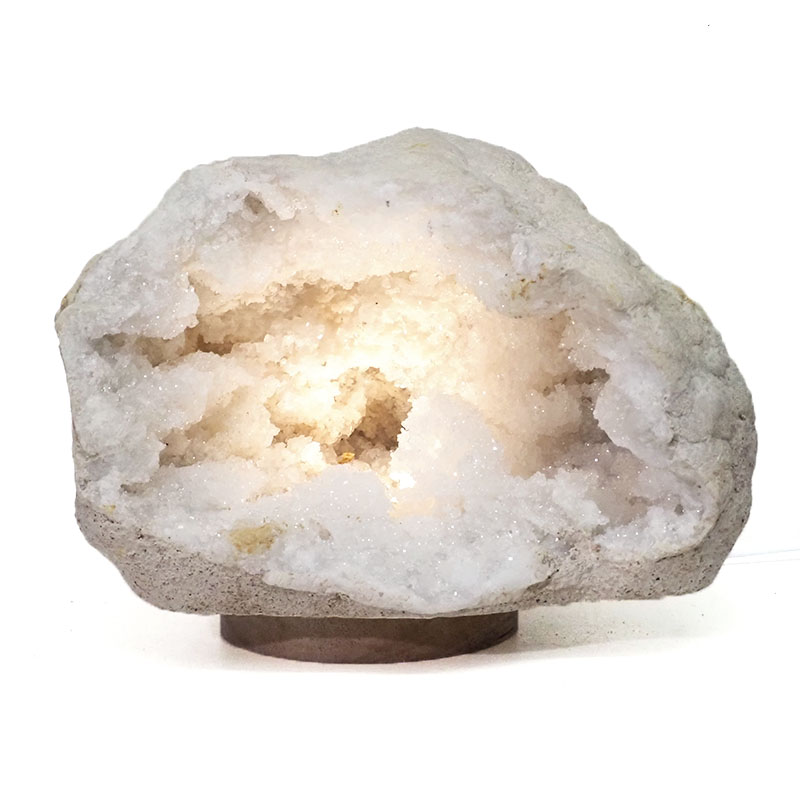 Natural Calcite Geode Lamp with Large LED Light Base DS985 3 Natural Calcite Geode Lamp with Large LED Light Base DS985 | Himalayan Salt Factory