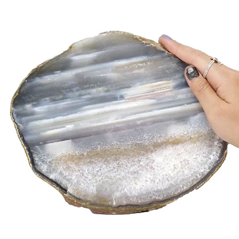 1.68kg Natural Agate Polished Slab Plate N888 4 Natural Agate Polished Slab Plate N888 | Himalayan Salt Factory