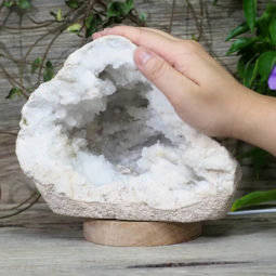 Natural Calcite Geode Lamp with Large LED Light Base DS1069 | Himalayan Salt Factory
