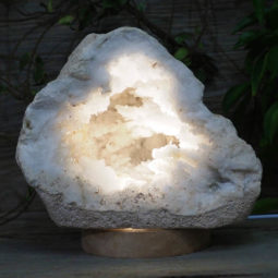 Natural Calcite Geode Lamp with Large LED Light Base DS1069 | Himalayan Salt Factory