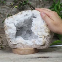 Natural Calcite Geode Lamp with Large LED Light Base DS1071 | Himalayan Salt Factory