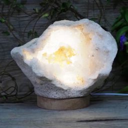 Natural Calcite Geode Lamp with Large LED Light Base DS1073 | Himalayan Salt Factory
