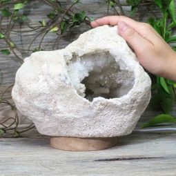 Natural Calcite Geode Lamp with Large LED Light Base DS1074 | Himalayan Salt Factory