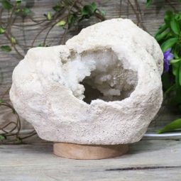 Natural Calcite Geode Lamp with Large LED Light Base DS1074 | Himalayan Salt Factory