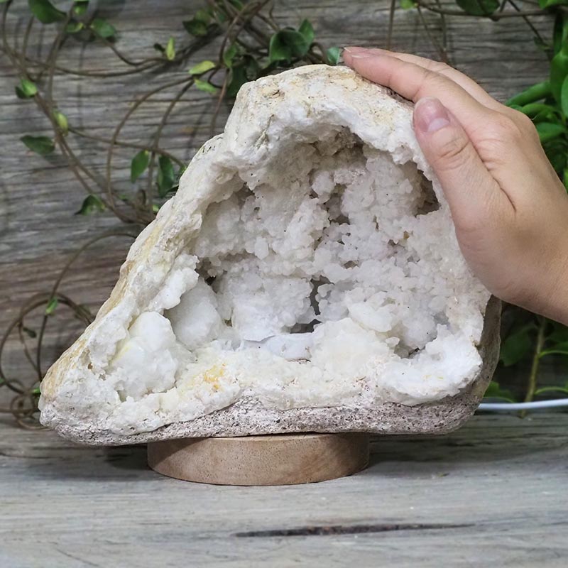 2.923kg Natural Calcite Geode Lamp with Large LED Light Base DS1078 5 Natural Calcite Geode Lamp with Large LED Light Base DS1078 | Himalayan Salt Factory
