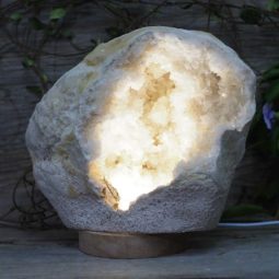 Natural Calcite Geode Lamp with Large LED Light Base DS1079 | Himalayan Salt Factory