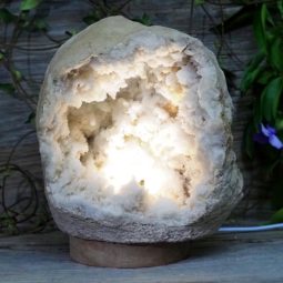 Natural Calcite Geode Lamp with Large LED Light Base DS1082 | Himalayan Salt Factory