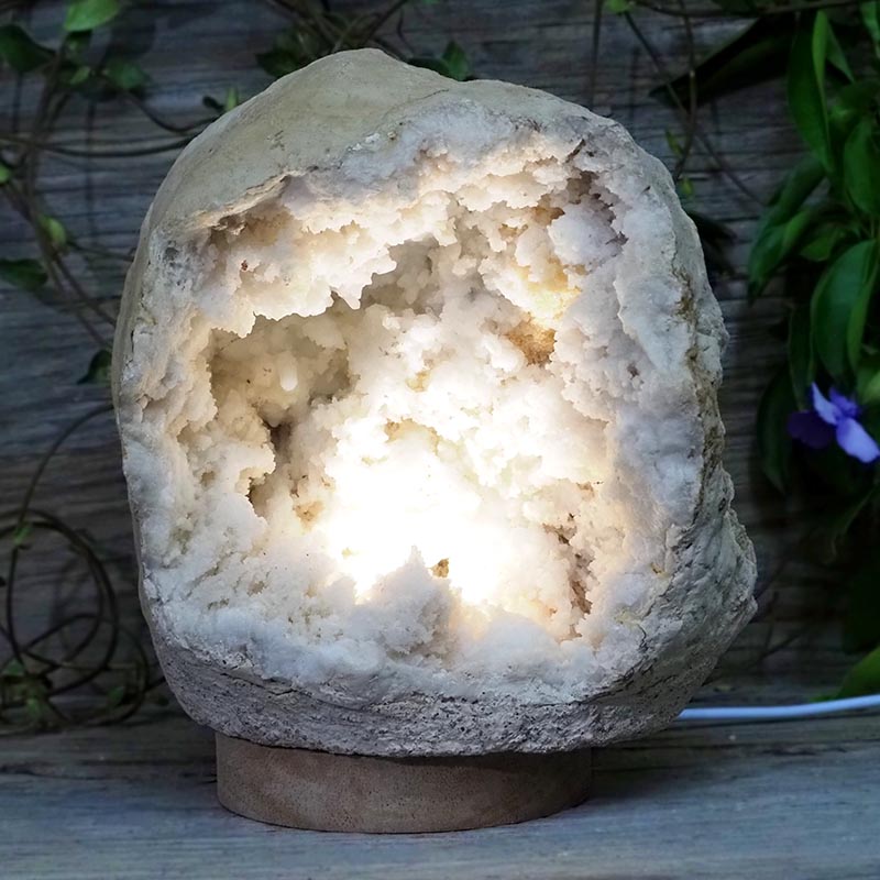 3.846kg Natural Calcite Geode Lamp with Large LED Light Base DS1082 3 Natural Calcite Geode Lamp with Large LED Light Base DS1082 | Himalayan Salt Factory