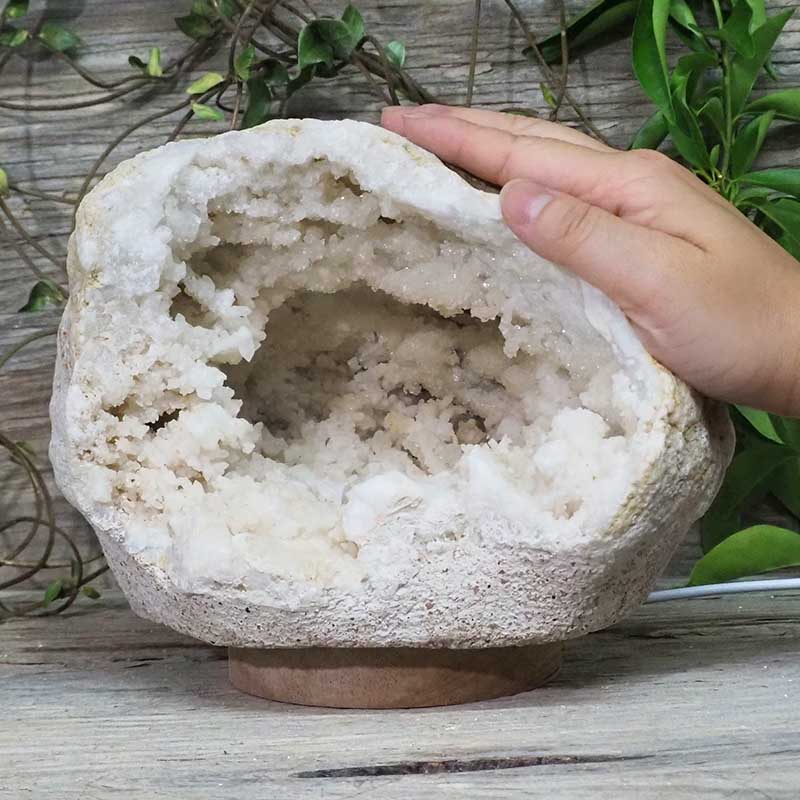 2.965kg Natural Calcite Geode Lamp with Large LED Light Base DS1083 5 Natural Calcite Geode Lamp with Large LED Light Base DS1083 | Himalayan Salt Factory