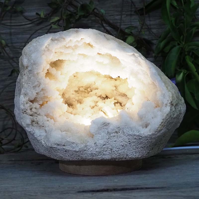 2.965kg Natural Calcite Geode Lamp with Large LED Light Base DS1083 3 Natural Calcite Geode Lamp with Large LED Light Base DS1083 | Himalayan Salt Factory