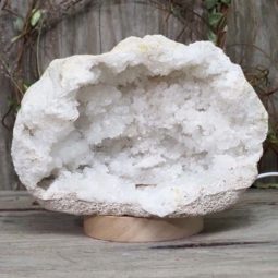 Natural Calcite Geode Lamp with Large LED Light Base DS1121 | Himalayan Salt Factory