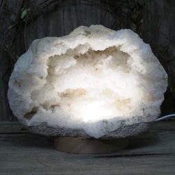 Natural Calcite Geode Lamp with Large LED Light Base DS1121 | Himalayan Salt Factory