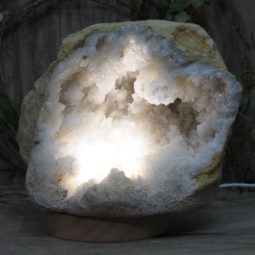 Natural Calcite Geode Lamp with Large LED Light Base DS1124 | Himalayan Salt Factory