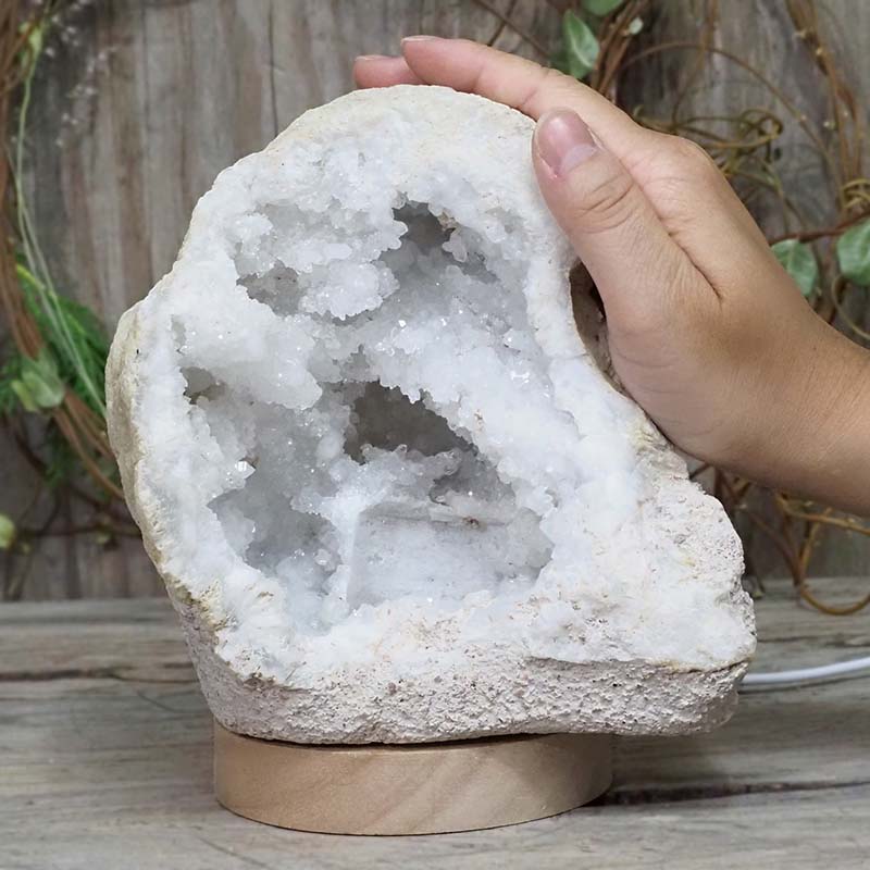 1.94kg Natural Calcite Geode Lamp with Large LED Light Base DS1126 5 Natural Calcite Geode Lamp with Large LED Light Base DS1126 | Himalayan Salt Factory
