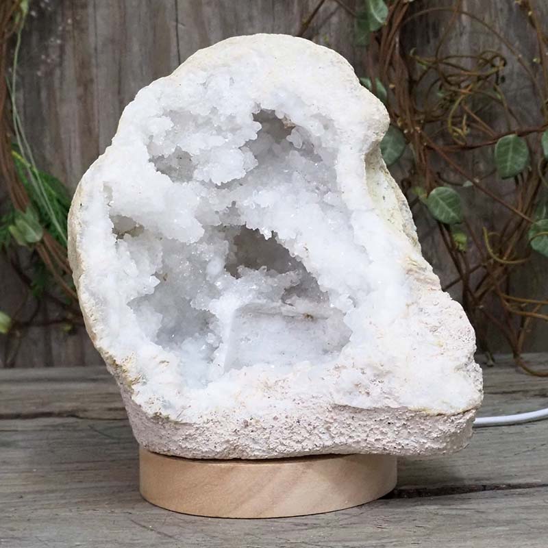 1.94kg Natural Calcite Geode Lamp with Large LED Light Base DS1126 4 Natural Calcite Geode Lamp with Large LED Light Base DS1126 | Himalayan Salt Factory