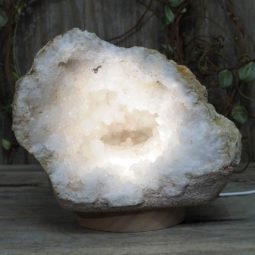 Natural Calcite Geode Lamp with Large LED Light Base DS1127 | Himalayan Salt Factory
