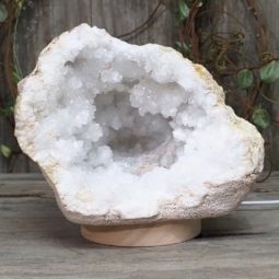 Natural Calcite Geode Lamp with Large LED Light Base DS1127 | Himalayan Salt Factory