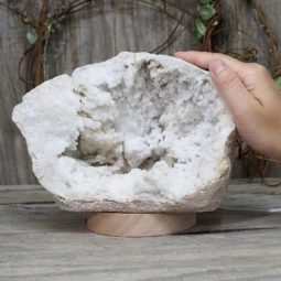 Natural Calcite Geode Lamp with Large LED Light Base DS1129 | Himalayan Salt Factory