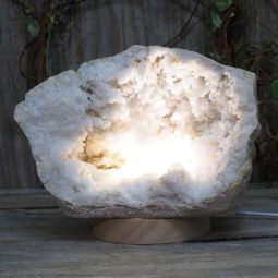 Natural Calcite Geode Lamp with Large LED Light Base DS1129 | Himalayan Salt Factory