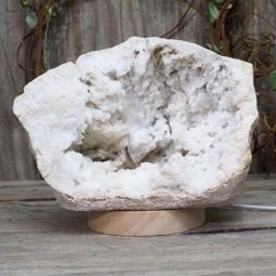 Natural Calcite Geode Lamp with Large LED Light Base DS1129 | Himalayan Salt Factory